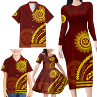 Tonga High School Family Matching Long Sleeve Bodycon Dress and Hawaiian Shirt Ngatu and Polynesian Pattern LT03 - Polynesian Pride