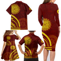 Tonga High School Family Matching Long Sleeve Bodycon Dress and Hawaiian Shirt Ngatu and Polynesian Pattern LT03 - Polynesian Pride