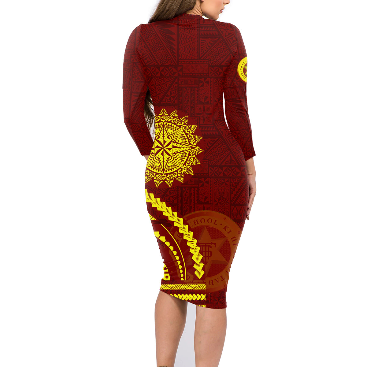 Tonga High School Family Matching Long Sleeve Bodycon Dress and Hawaiian Shirt Ngatu and Polynesian Pattern LT03 - Polynesian Pride