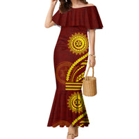 Tonga High School Family Matching Mermaid Dress and Hawaiian Shirt Ngatu and Polynesian Pattern LT03 Mom's Dress Red - Polynesian Pride