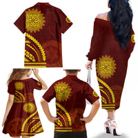 Tonga High School Family Matching Off The Shoulder Long Sleeve Dress and Hawaiian Shirt Ngatu and Polynesian Pattern LT03 - Polynesian Pride