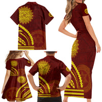 Tonga High School Family Matching Short Sleeve Bodycon Dress and Hawaiian Shirt Ngatu and Polynesian Pattern LT03 - Polynesian Pride