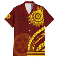 Tonga High School Family Matching Short Sleeve Bodycon Dress and Hawaiian Shirt Ngatu and Polynesian Pattern LT03 Dad's Shirt - Short Sleeve Red - Polynesian Pride
