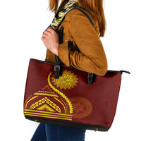 Tonga High School Leather Tote Bag Ngatu and Polynesian Pattern