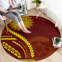 Tonga High School Round Carpet Ngatu and Polynesian Pattern
