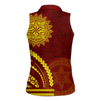 Tonga High School Women Sleeveless Polo Shirt Ngatu and Polynesian Pattern LT03 - Polynesian Pride