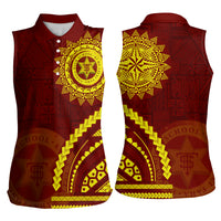 Tonga High School Women Sleeveless Polo Shirt Ngatu and Polynesian Pattern LT03 - Polynesian Pride