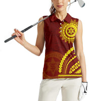 Tonga High School Women Sleeveless Polo Shirt Ngatu and Polynesian Pattern LT03 - Polynesian Pride