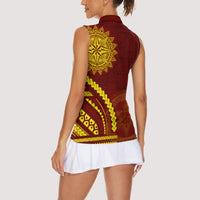 Tonga High School Women Sleeveless Polo Shirt Ngatu and Polynesian Pattern LT03 - Polynesian Pride