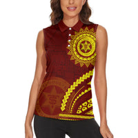 Tonga High School Women Sleeveless Polo Shirt Ngatu and Polynesian Pattern LT03 - Polynesian Pride