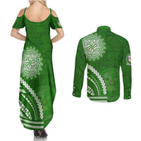 Liahona High School Couples Matching Summer Maxi Dress and Long Sleeve Button Shirt Ngatu and Polynesian Pattern LT03 - Polynesian Pride