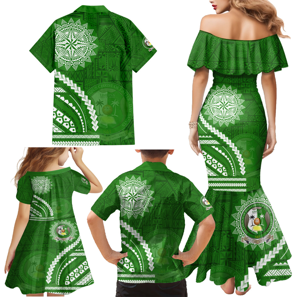 Liahona High School Family Matching Mermaid Dress and Hawaiian Shirt Ngatu and Polynesian Pattern LT03 - Polynesian Pride