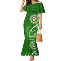 Liahona High School Family Matching Mermaid Dress and Hawaiian Shirt Ngatu and Polynesian Pattern LT03 Mom's Dress Green - Polynesian Pride