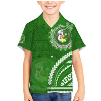 Liahona High School Family Matching Mermaid Dress and Hawaiian Shirt Ngatu and Polynesian Pattern LT03 Son's Shirt Green - Polynesian Pride