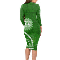 Liahona High School Long Sleeve Bodycon Dress Ngatu and Polynesian Pattern LT03 - Polynesian Pride