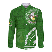 Liahona High School Long Sleeve Button Shirt Ngatu and Polynesian Pattern LT03 Unisex Green - Polynesian Pride