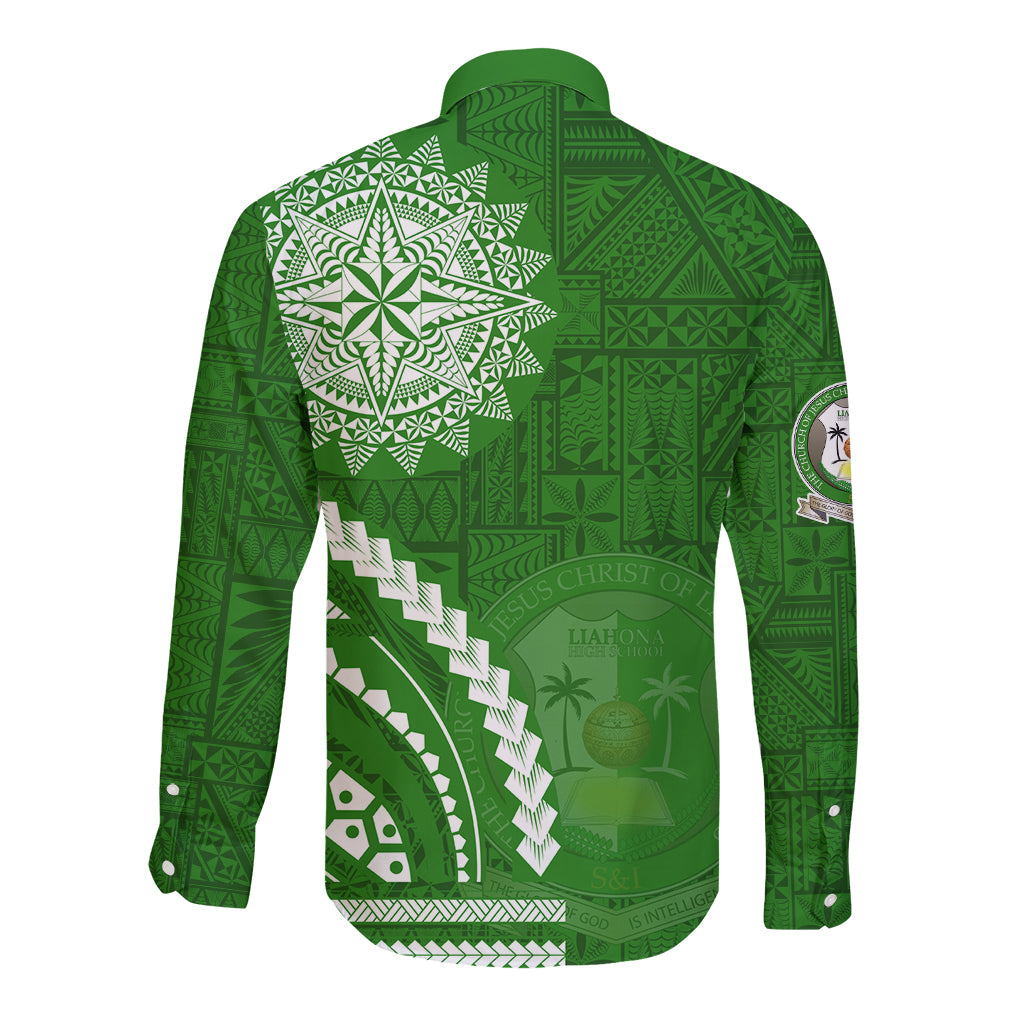 Liahona High School Long Sleeve Button Shirt Ngatu and Polynesian Pattern LT03 - Polynesian Pride