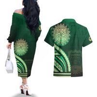 Saineha High School Couples Matching Off The Shoulder Long Sleeve Dress and Hawaiian Shirt Ngatu and Polynesian Pattern LT03 - Polynesian Pride