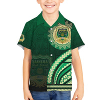 Saineha High School Family Matching Long Sleeve Bodycon Dress and Hawaiian Shirt Ngatu and Polynesian Pattern LT03 Son's Shirt Green - Polynesian Pride
