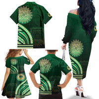 Saineha High School Family Matching Off The Shoulder Long Sleeve Dress and Hawaiian Shirt Ngatu and Polynesian Pattern LT03 - Polynesian Pride