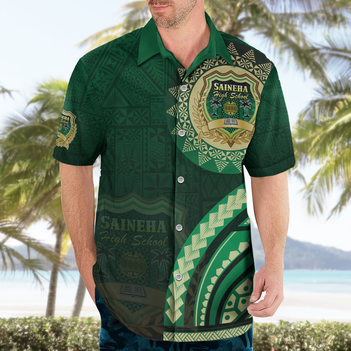 Saineha High School Hawaiian Shirt Ngatu and Polynesian Pattern LT03 - Polynesian Pride
