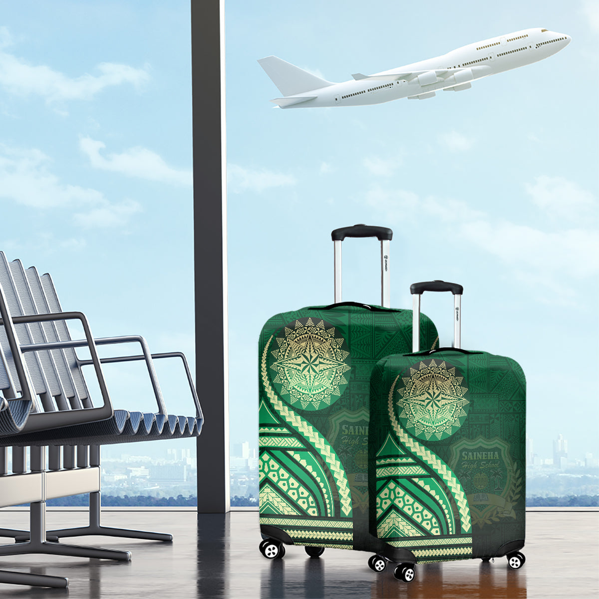 Saineha High School Luggage Cover Ngatu and Polynesian Pattern