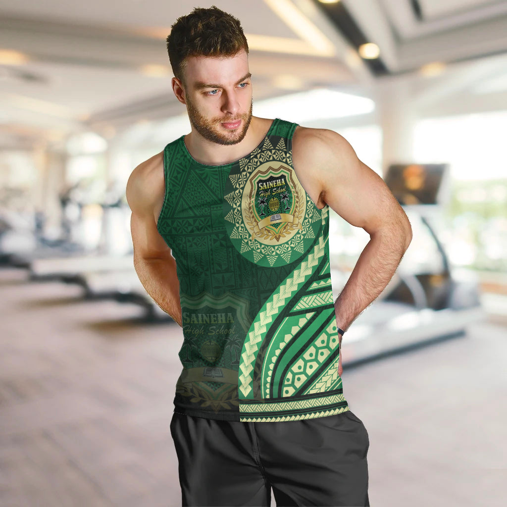 Saineha High School Men Tank Top Ngatu and Polynesian Pattern LT03 Green - Polynesian Pride