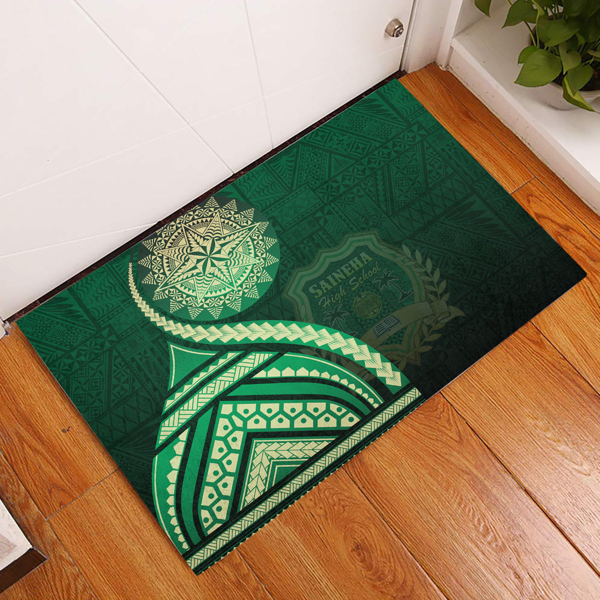 Saineha High School Rubber Doormat Ngatu and Polynesian Pattern