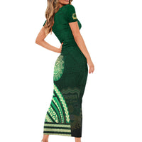 Saineha High School Short Sleeve Bodycon Dress Ngatu and Polynesian Pattern