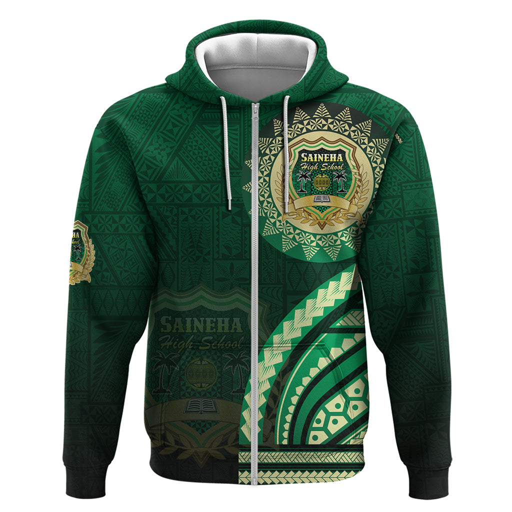 Saineha High School Zip Hoodie Ngatu and Polynesian Pattern LT03 Zip Hoodie Green - Polynesian Pride