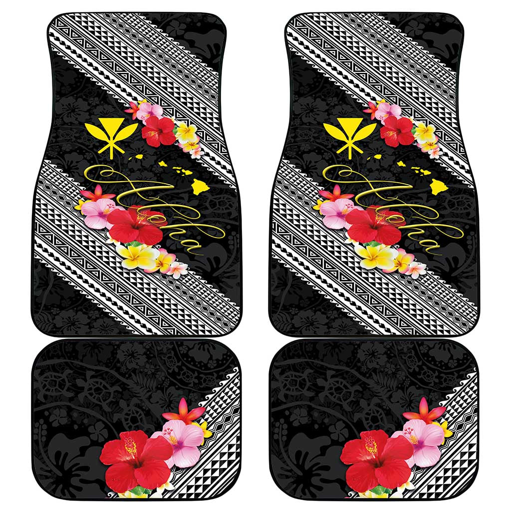 Aloha Hawaii Hibiscus and Plumeria Flowers Car Mats Kanaka Maoli Tattoo Polynesian Pattern LT03 - Polynesian Pride