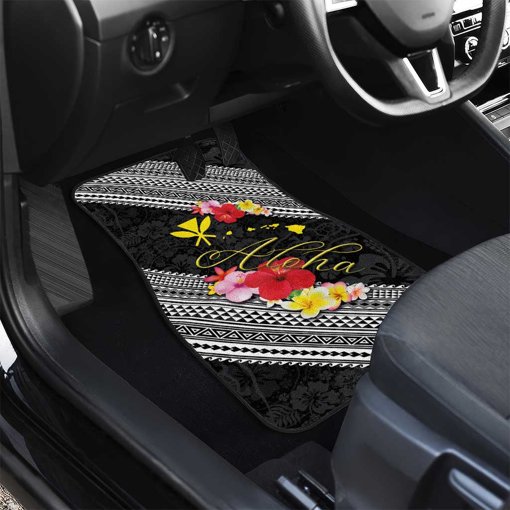 Aloha Hawaii Hibiscus and Plumeria Flowers Car Mats Kanaka Maoli Tattoo Polynesian Pattern LT03 - Polynesian Pride