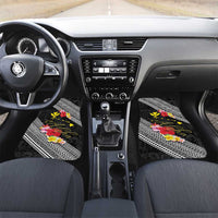 Aloha Hawaii Hibiscus and Plumeria Flowers Car Mats Kanaka Maoli Tattoo Polynesian Pattern LT03 Set 2pcs - Front Black - Polynesian Pride