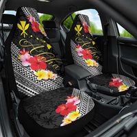 Aloha Hawaii Hibiscus and Plumeria Flowers Car Seat Cover Kanaka Maoli Tattoo Polynesian Pattern LT03 One Size Black - Polynesian Pride