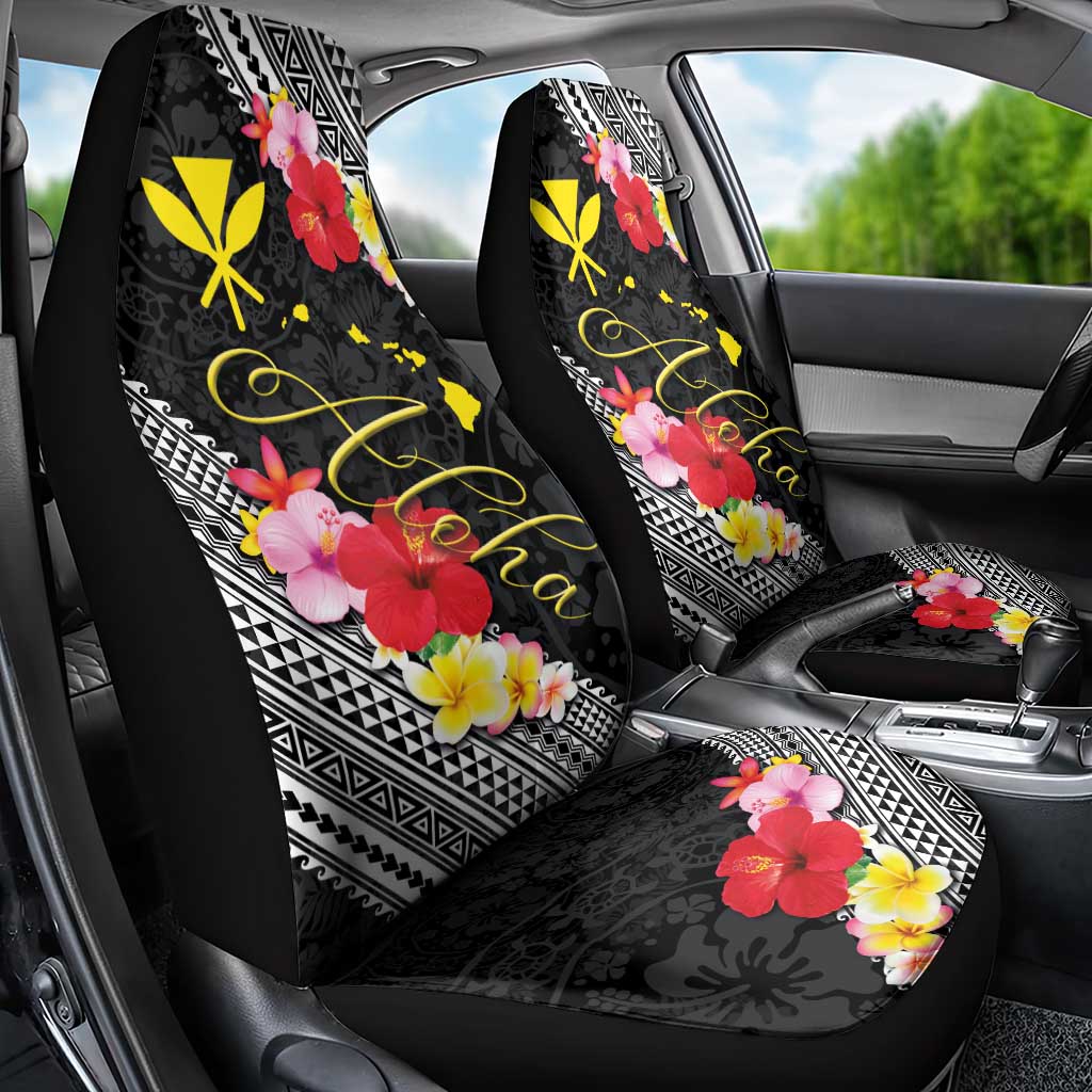 Aloha Hawaii Hibiscus and Plumeria Flowers Car Seat Cover Kanaka Maoli Tattoo Polynesian Pattern LT03 - Polynesian Pride