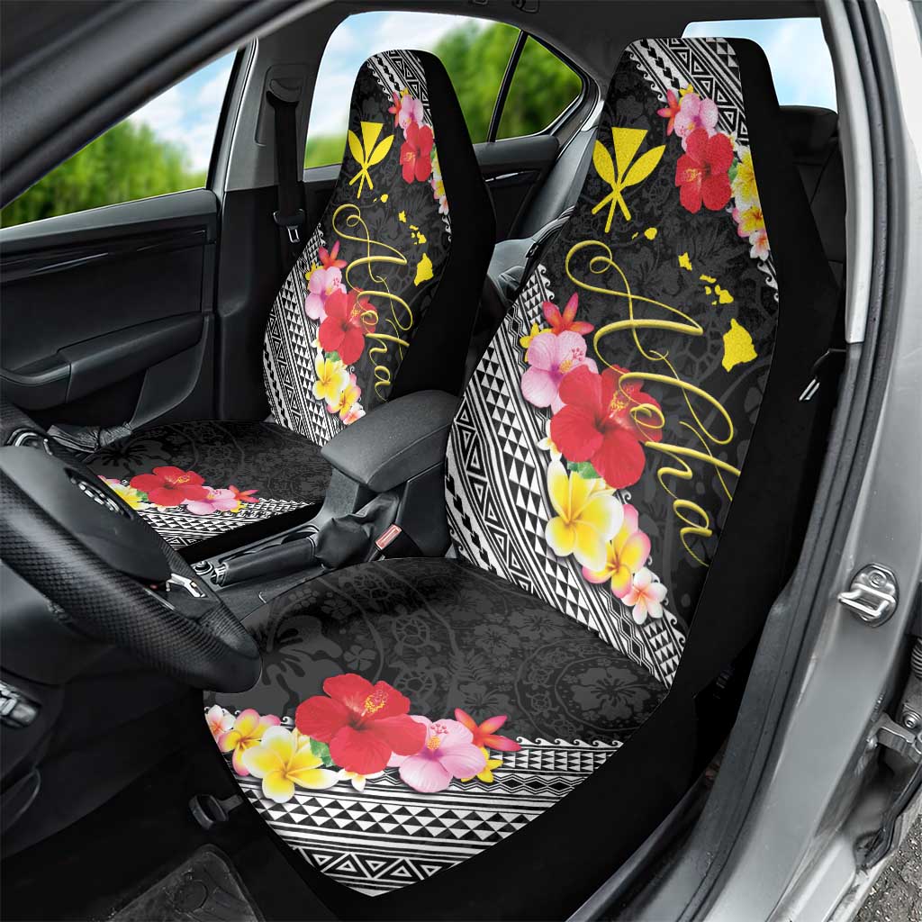 Aloha Hawaii Hibiscus and Plumeria Flowers Car Seat Cover Kanaka Maoli Tattoo Polynesian Pattern LT03 - Polynesian Pride