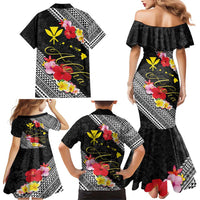 Aloha Hawaii Hibiscus and Plumeria Flowers Family Matching Mermaid Dress and Hawaiian Shirt Kanaka Maoli Tattoo Polynesian Pattern LT03 - Polynesian Pride