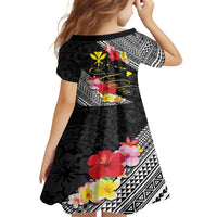 Aloha Hawaii Hibiscus and Plumeria Flowers Family Matching Off Shoulder Maxi Dress and Hawaiian Shirt Kanaka Maoli Tattoo Polynesian Pattern LT03 - Polynesian Pride