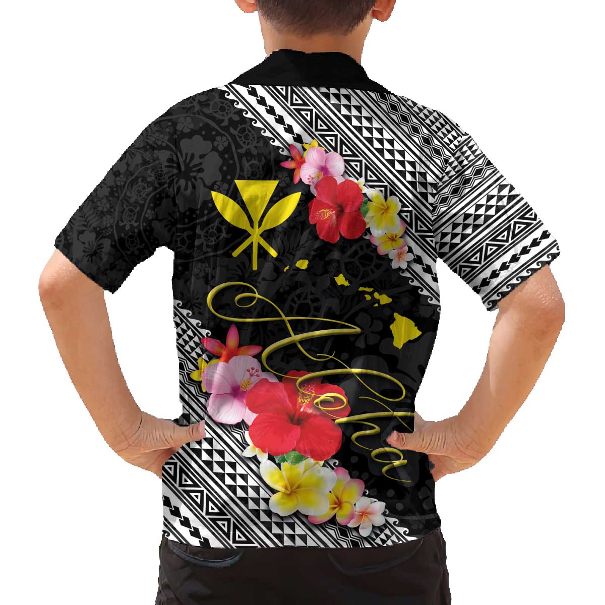 Aloha Hawaii Hibiscus and Plumeria Flowers Family Matching Puletasi and Hawaiian Shirt Kanaka Maoli Tattoo Polynesian Pattern LT03 - Polynesian Pride