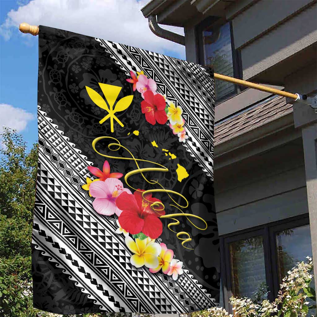 Aloha Hawaii Hibiscus and Plumeria Flowers Garden Flag Kanaka Maoli Tattoo Polynesian Pattern LT03 - Polynesian Pride
