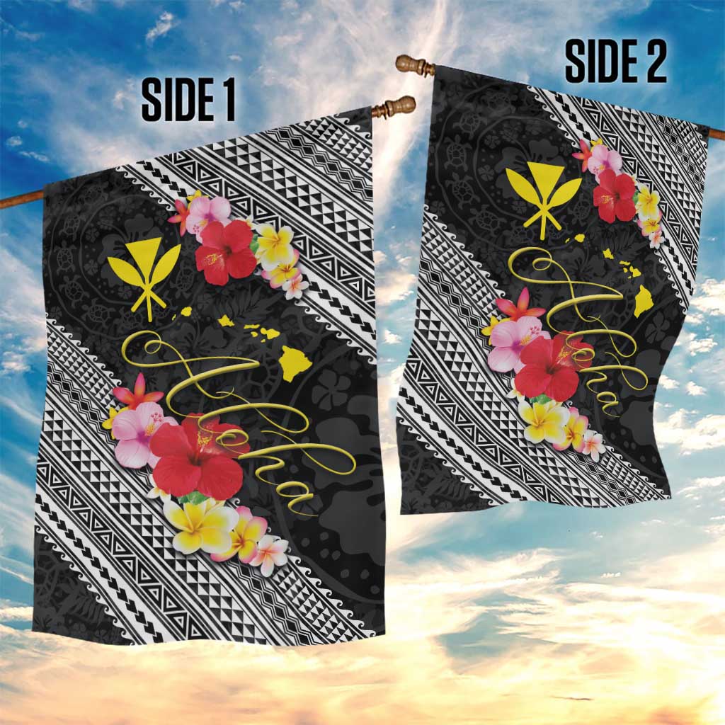 Aloha Hawaii Hibiscus and Plumeria Flowers Garden Flag Kanaka Maoli Tattoo Polynesian Pattern LT03 - Polynesian Pride
