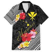 Aloha Hawaii Hibiscus and Plumeria Flowers Hawaiian Shirt Kanaka Maoli Tattoo Polynesian Pattern LT03 Black - Polynesian Pride