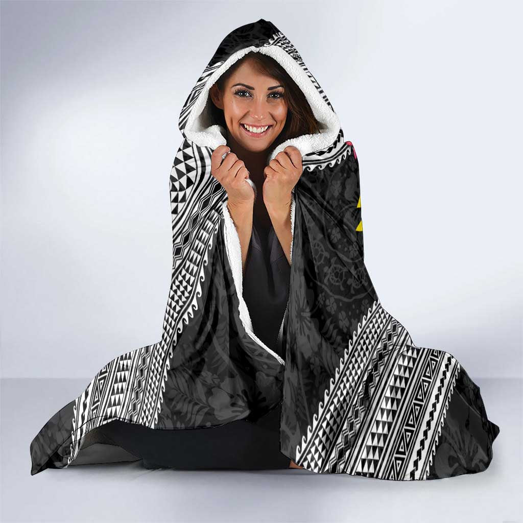 Aloha Hawaii Hibiscus and Plumeria Flowers Hooded Blanket Kanaka Maoli Tattoo Polynesian Pattern LT03 - Polynesian Pride