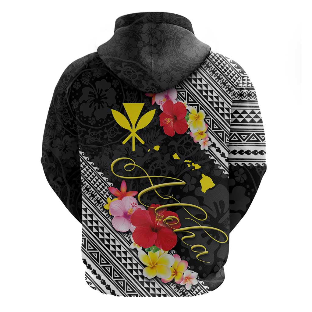 Aloha Hawaii Hibiscus and Plumeria Flowers Hoodie Kanaka Maoli Tattoo Polynesian Pattern LT03 - Polynesian Pride