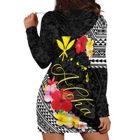 Aloha Hawaii Hibiscus and Plumeria Flowers Hoodie Dress Kanaka Maoli Tattoo Polynesian Pattern LT03 - Polynesian Pride