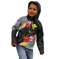 Aloha Hawaii Hibiscus and Plumeria Flowers Kid Hoodie Kanaka Maoli Tattoo Polynesian Pattern LT03 - Polynesian Pride