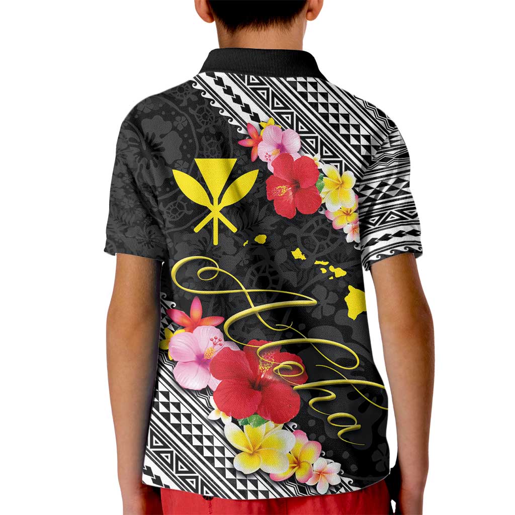 Aloha Hawaii Hibiscus and Plumeria Flowers Kid Polo Shirt Kanaka Maoli Tattoo Polynesian Pattern LT03 - Polynesian Pride