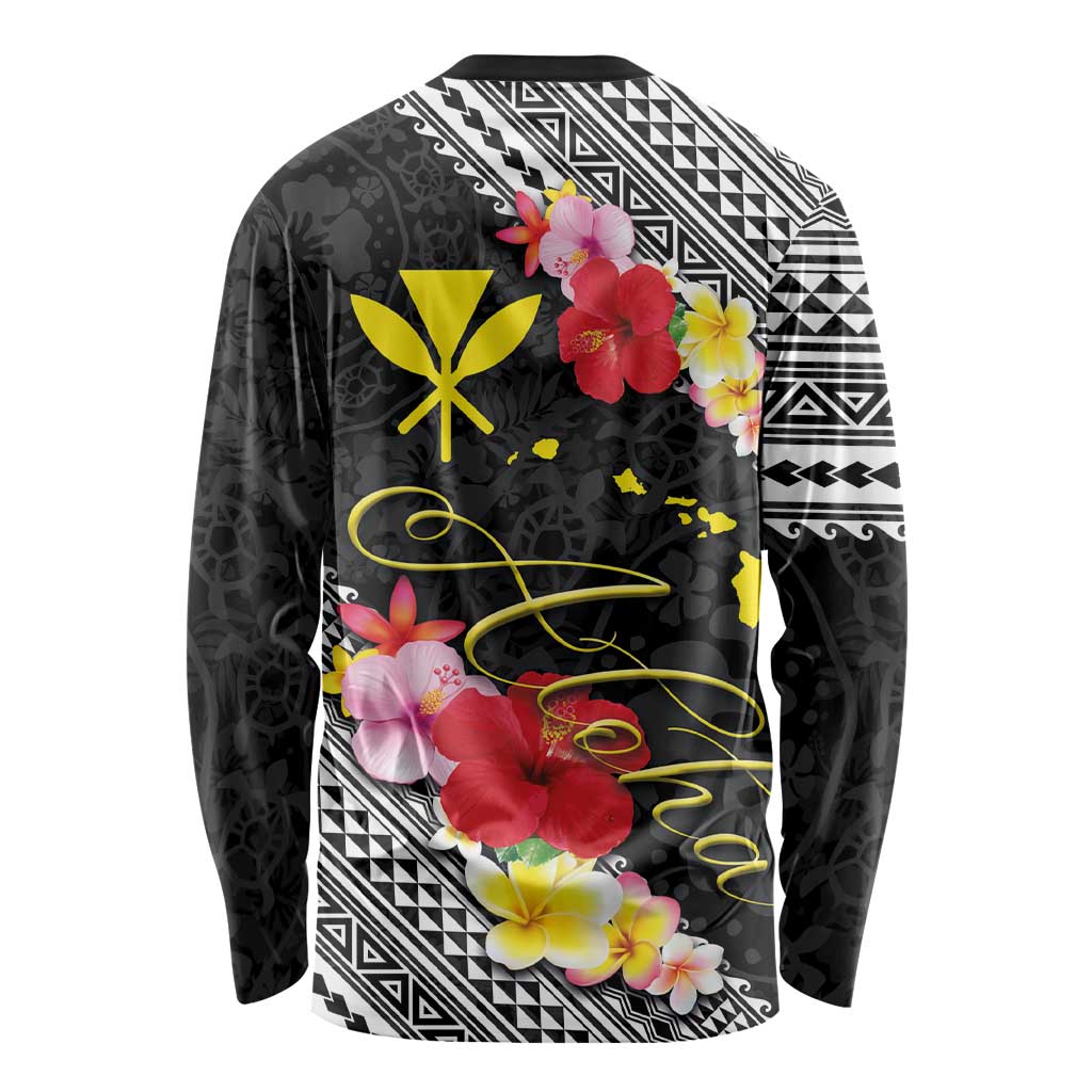 Aloha Hawaii Hibiscus and Plumeria Flowers Long Sleeve Shirt Kanaka Maoli Tattoo Polynesian Pattern LT03 - Polynesian Pride