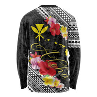 Aloha Hawaii Hibiscus and Plumeria Flowers Long Sleeve Shirt Kanaka Maoli Tattoo Polynesian Pattern LT03 - Polynesian Pride