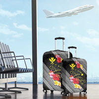 Aloha Hawaii Hibiscus and Plumeria Flowers Luggage Cover Kanaka Maoli Tattoo Polynesian Pattern LT03 - Polynesian Pride